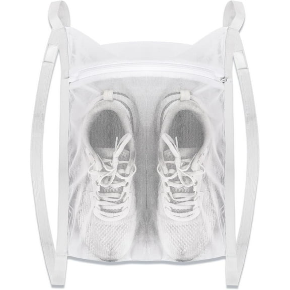 Extra Large 15.7" Laundry Bags for Shoes , Heavy Duty Honeycomb Mesh Sneaker Wash Bags with Secure Zipper & Adjustable Strap , Protective Washing Machine & Dryer Bags for Sneakers, Delicates