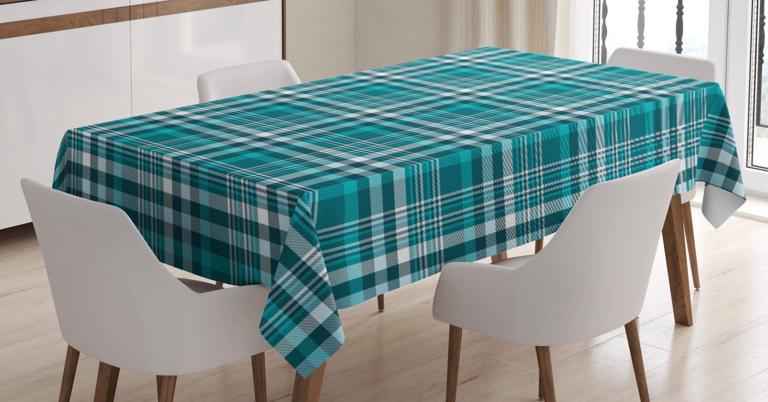 Plaid Tablecloth, Sweet Monochromatic Classic Crossing Line Squares