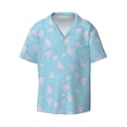 thumbnail image 5 of PAYOHTO Pink Blue Floral Bloom Mens Hawaiian Casual Short-sleeved Shirt Tropical Summer Beach Button Down Shirts, 5 of 7