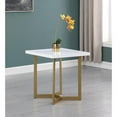 thumbnail image 3 of 2pc White Wood Coffee Table Set with Gold Painted Legs, 3 of 4