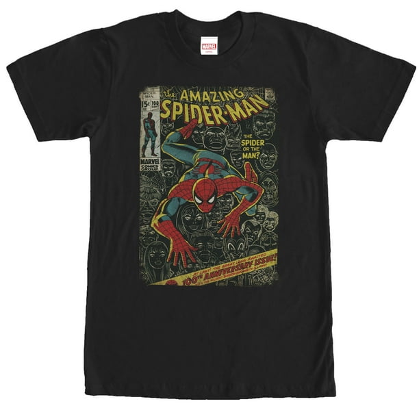 Men's Marvel Spider-Man Comic Book Anniversary Graphic Tee Black Medium ...
