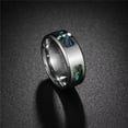 thumbnail image 4 of HIJONES Women Men's Inlaid Green Shell Ring Band Stainless Steel Vintage Wedding Couple Jewelry Style 1 Size 10, 4 of 5