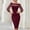 Wine, variant on Ayolanni 3/4 Sleeve Fall Dresses for Women Mesh Solid Crew Neck Bodycon Maxi Cocktail Dress Wedding Guest Elegant Party Sundress Black L