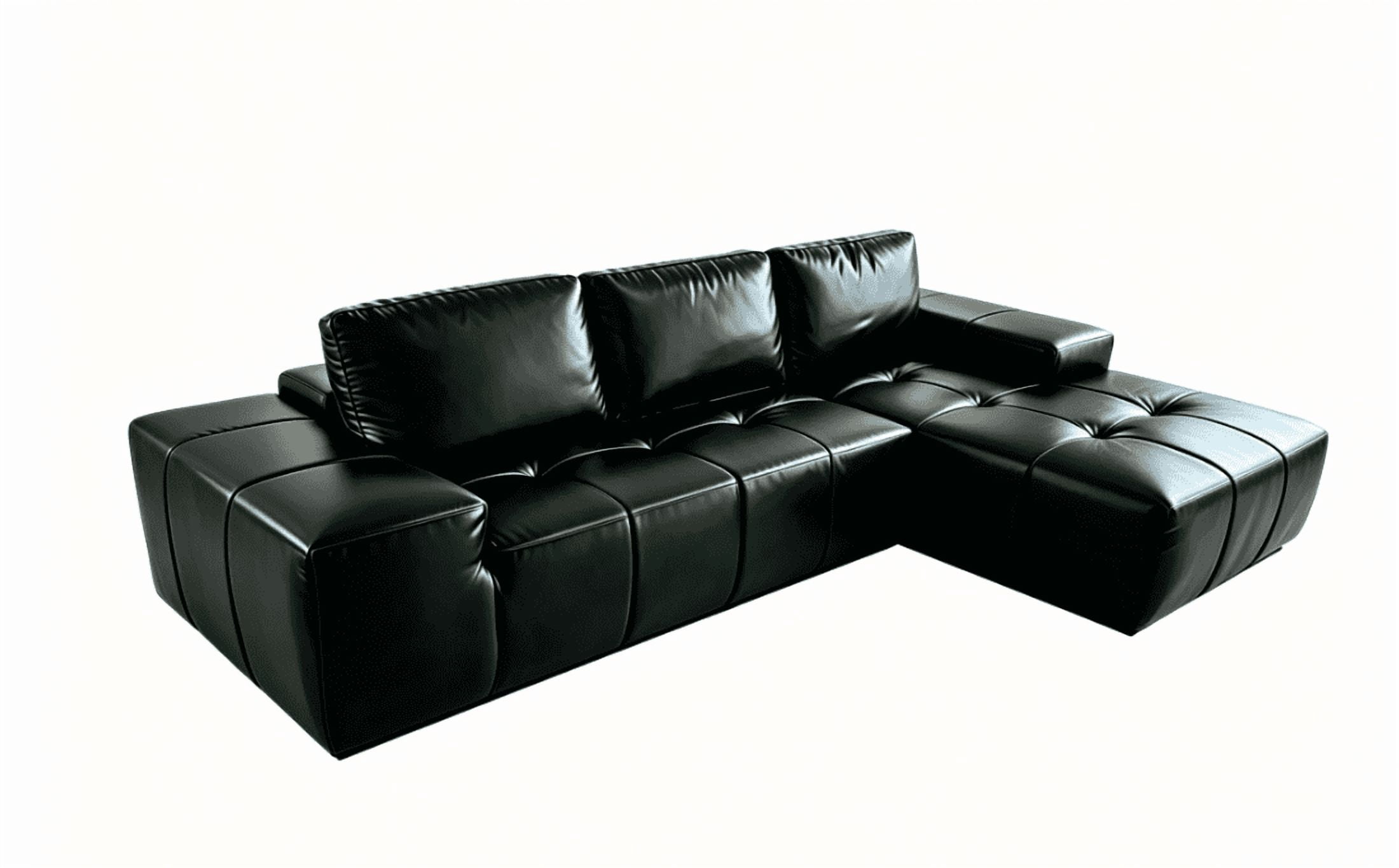 Howcool Boneless Cloud Sectional Sofa with Chaise,Faux Leather L-Shaped Couch,Deep Seat Modular Sofa with Wide Armrests,No Assembly Required,Right-Facing,Black