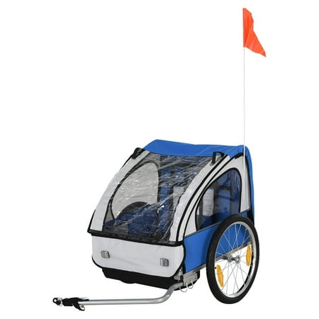 UPC: 0842525185431 | Aosom 2-Seat Kids Child Bicycle Trailer Blue