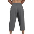 thumbnail image 4 of zfhfof Men's Cotton Linen Capri Pants Drawstring Casual Cropped Trousers Lightweight Loose Beach Yoga Pants with Pockets, 4 of 5