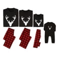 thumbnail image 6 of Seyurigaoka Christmas Parent-child Clothes Outfits, Black Long Sleeve Antler Printed Top+Red Plaid Long Pants, Men/ Women/ Kids/ Babies, 6 of 7
