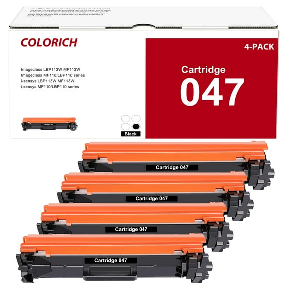047 Black Toner Cartridge Compatible for Canon 047 Cartridge 047 CRG047 CRG-047 i-SENSYS MF113W LBP113W ImageCLASS MF113W LBP113W 4-Pack