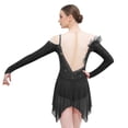 thumbnail image 5 of renvena Women Ruched Detail Lyrical Dress Irregular Mesh Hem Ballet Tulle Skirt Leotard Figure Skating Dress Black S, 5 of 7