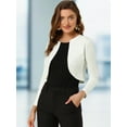 thumbnail image 2 of DARING DIVA Elegant Curved Hem Crop Shrug Cardigan M White, 2 of 6