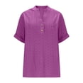 thumbnail image 5 of XuJwPNcy Short Sleeve Tops for Women V Neck Button up Casual Roll up Blouses Dressy Lightweight Eyelet Summer Vacation Clothes, 5 of 7