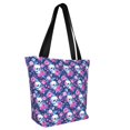 thumbnail image 2 of KLL Tote Bag for Women Skull Flower Print Shopping Grocery Reusable Bags for Office School Shopping Travel, 2 of 6