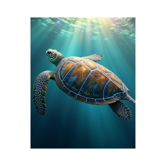Paint by Numbers Kit for Adults, Sea Turtle Sunlit Ocean Depths Paint by Numbers, Easy Paint by Numbers Kit for Adults Beginner, DIY Adult Paint by Number Kits on Canvas, Home Decor
