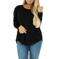 thumbnail image 4 of Adibosy Plus Size Tops for Women Long Sleeve Shirts Casual Side Split Tees Crewneck Blouse Black, 4 of 6
