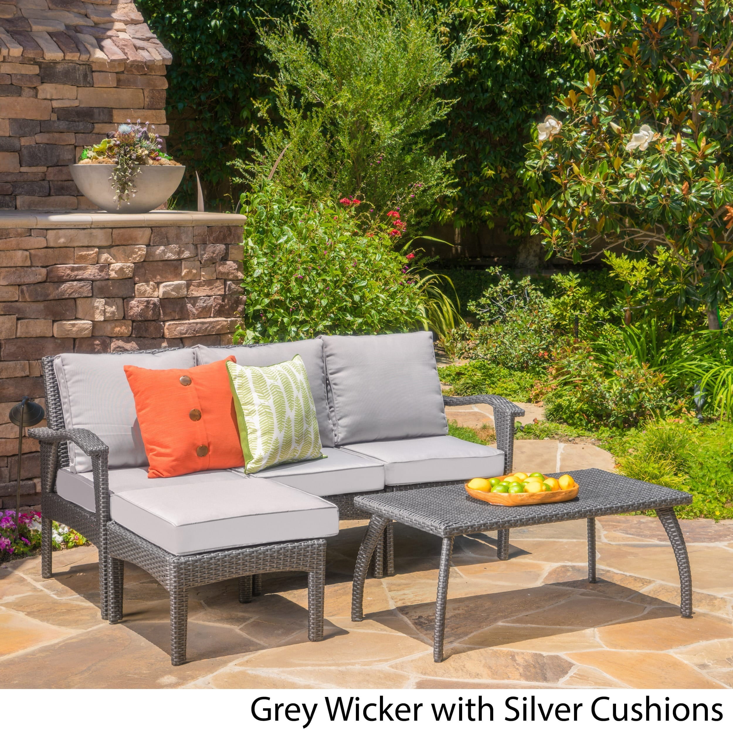 Christopher Knight Home Honolulu Outdoor 5 Piece L Shape Wicker Christopher Knight Home Honolulu Outdoor 5 Piece L Shape Wicker Seating Set With Cushions By Com