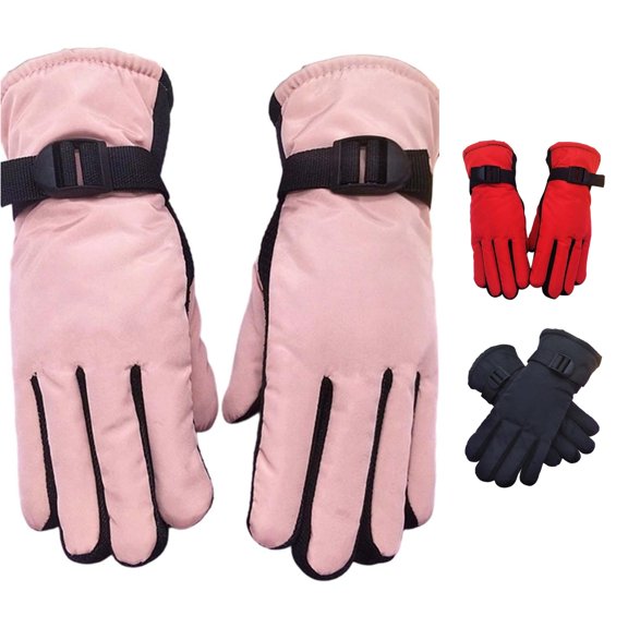 SUXIAN Kids Ski Gloves Thermal Insulated Warm Windproof Soft Comfortable Winter Mittens for Cold Weather Outdoor Skiing Biking Youth Ski Gloves Light Pink 3-7 Years