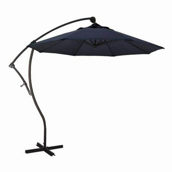 California Umbrella  9 ft. Bayside Series Crank Lift Aluminum Cantilever Umbrella, Navy Blue Olefin