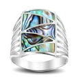 thumbnail image 2 of Stripe Line Zig-zag Abalone .925 Silver Ring-10, 2 of 6