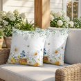 thumbnail image 3 of Pillow Covers 20x20 Set of 2, Eucalyptus Leaves Square Throw Pillow Covers for Couch/Sofa/Living Room, Daisy Flower Spring Watercolor Country Floral Bee Decorative Soft Pillowcases for Couch, 3 of 9