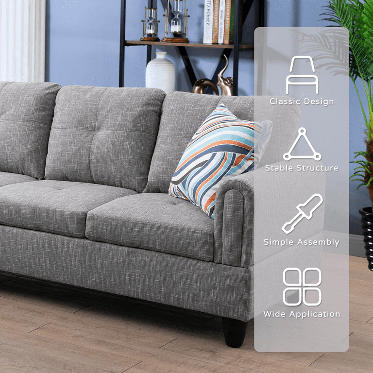 Aukfa Sectional Sofa, Living Room Couch with Storage Ottoman, Left