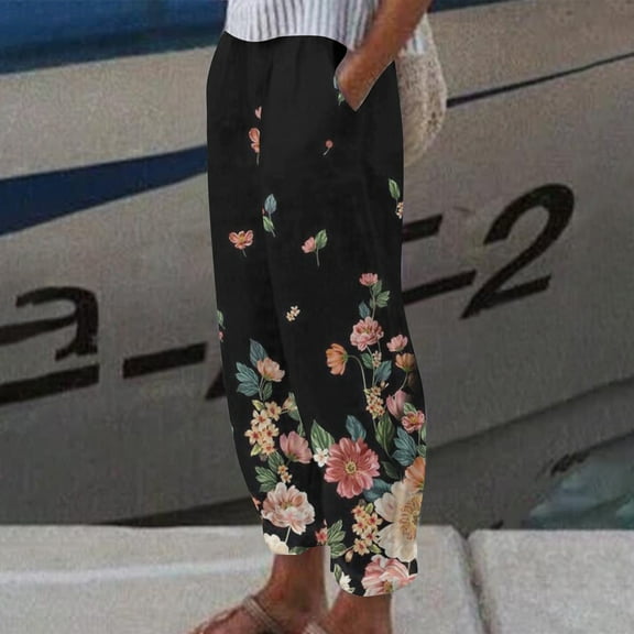 Aloohaidyvio Pants with Pockets,Womens Summer Casual Comfortable Loose Pocket Trousers Pants