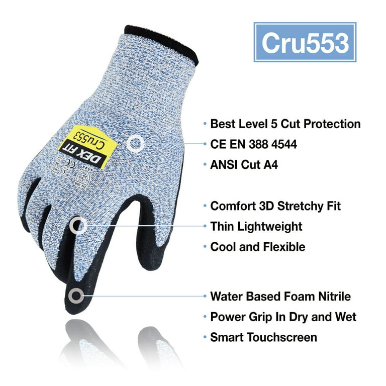 Dex Fit Level 5 Cut Resistant Gloves - Blue X-Large / 3 Pairs