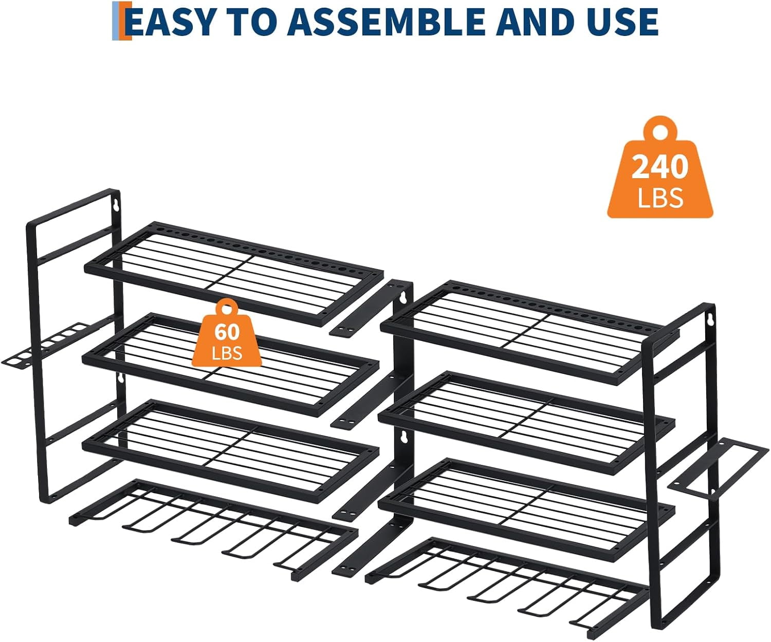 Power Tool Organizer, Drill Holder Wall Mount, Heavy Duty 4-Layer Drill Storage Shelf Loads 400Lbs, 8 Drill Holders and Drill Bit Rack, Utility Power Tool Storage for Garage Workbench