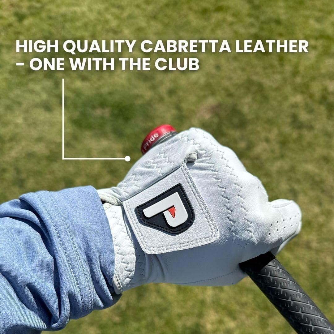 PUR3 Cabretta Leather Golf Gloves Men Left Hand and Right Hand | with Putting Aim Ball Marker | Real Genuine Ultra Soft Cabretta Leather Golf Glove | Multi-Pack