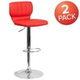 thumbnail image 3 of Flash Furniture 2 Pack Contemporary Red Vinyl Adjustable Height Barstool with Vertical Stitch Back and Chrome Base, 3 of 8