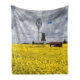 thumbnail image 1 of Windmill Soft Flannel Fleece Throw Blanket, Canola Meadow Stormy Day Victorian Goldfields Agricultural Farmland, Cozy Plush for Indoor and Outdoor Use, 50" x 70", Yellow Grey and White, by Ambesonne, 1 of 6