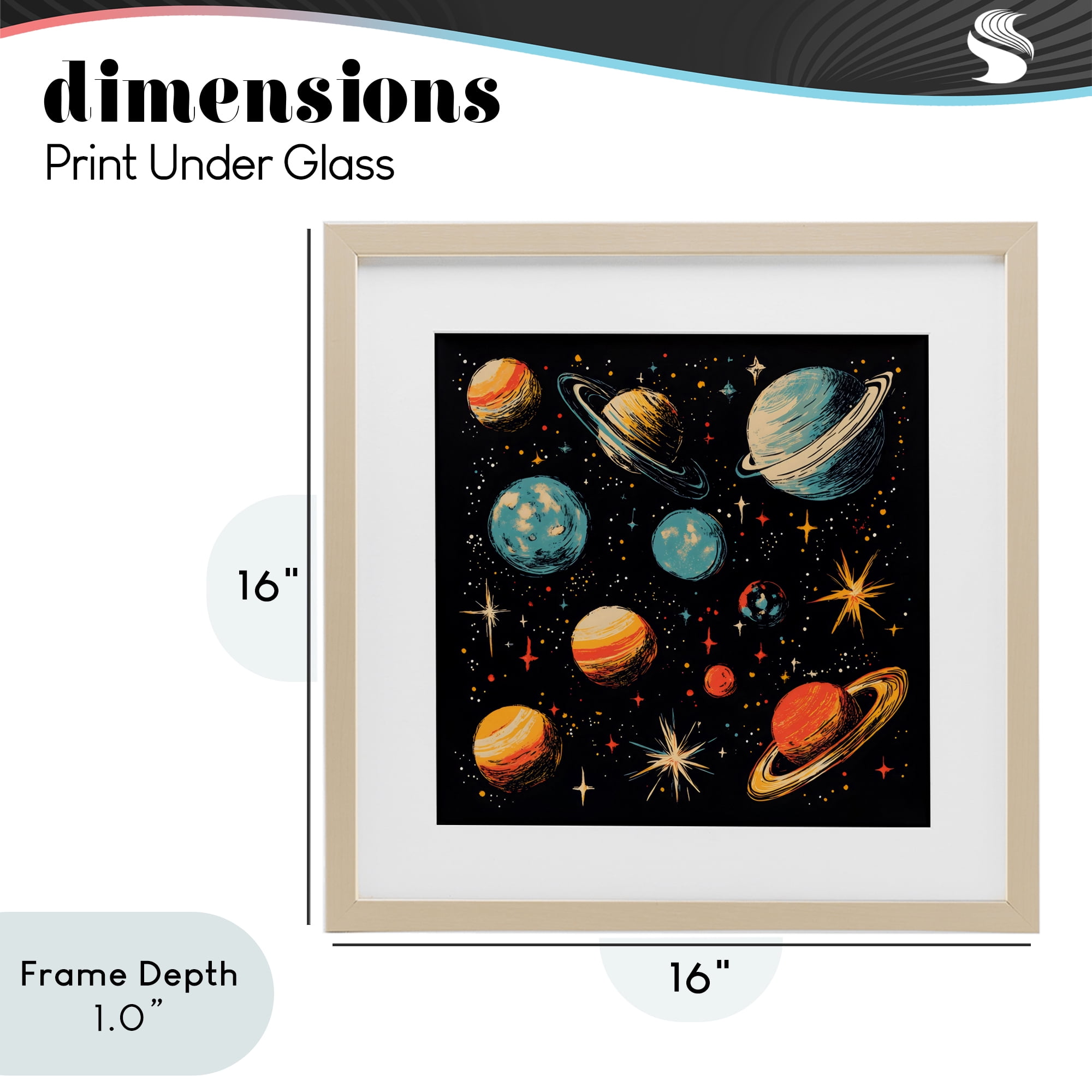 Stupell Industries Colorful Retro Planets Birch Framed Print Under Glass, design by Creative Studio
