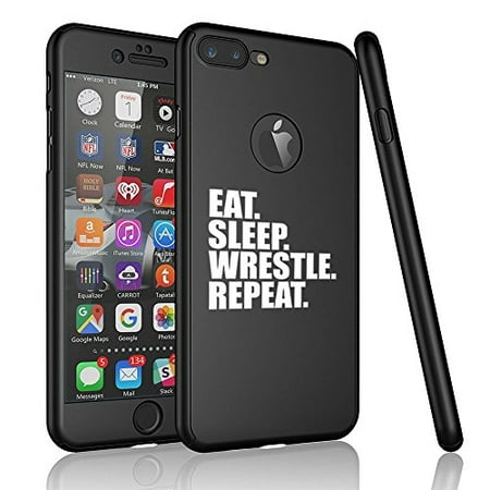 - For Apple iPhone 360° Full Body Thin Slim Hard Case Cover + Tempered Glass Screen Protector Eat Sleep Wrestle Repeat (Black For iPhone 6 / 6s)