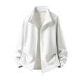 thumbnail image 3 of Zynoxe Men's Fleece Jacket with Side Pockets Classic Stand Collar Zip Up Jackets for Men Comfy Elastic Cuffs Long Sleeve Coat Versatile Trendy Solid Color Warm Outerwear, 3 of 9