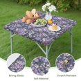 thumbnail image 4 of Square Tablecloth with Elastic Edges 36 * 36 Inch Pioneer Waterproof Purple Rose Gray Image Table Cover Washable Indoor and Outdoor for Party Kitchen Dinner Banquet Patio Picnic, 4 of 6