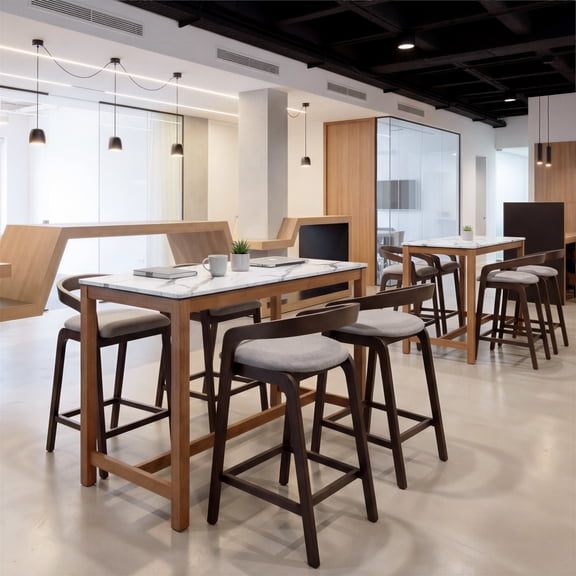 Troy Counter Stool Dove Gray & Espresso Counter Stool, Modern Style, Cozy polyester linen fabric, Rubberwood, Indoor Bar