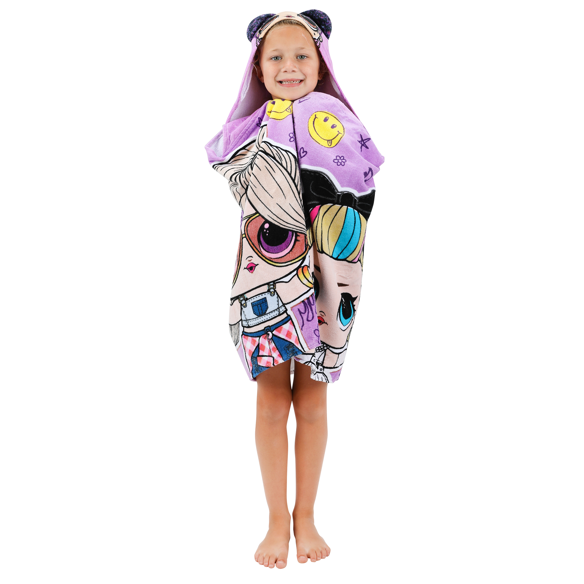 LOL Surprise Kids Purple Queen Hooded Towel, Cotton, Purple, MGA - image 8 of 10