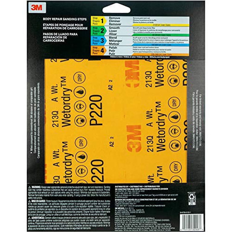3M Wetordry Sandpaper Sheets - 9" X 11", 220 Grit, Pack Of 5 For Automotive & Woodworking