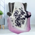 thumbnail image 4 of Anime Soft Flannel Fleece Blanket, Fantasy Fairy Silhouette Sitting on the Branch of Tree with Flying Birds, Cozy Plush for Indoor and Outdoor Use, 50" x 70", Dark Purple and Fuchsia, by Ambesonne, 4 of 5