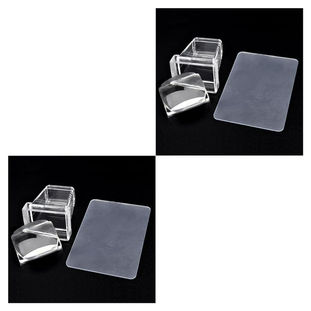 Wisewang Transparent Silicone Head Art Stamper Scraper Manicure Polish Stamping Tools 1pcs 2Set