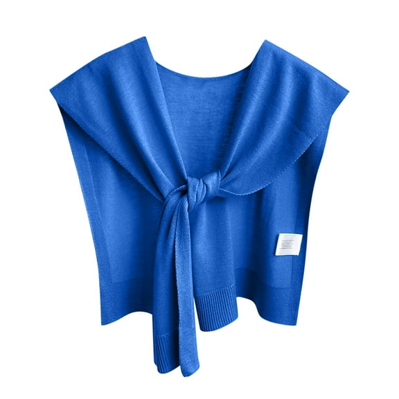 Xfvqtps Sweater Shawl Wraps for Womens Solid Color Knitted Knotted Casual Travel Scarf Wrap Cape Fashion Shoulder Tops Spring and Fall Shirt Shawl Blue