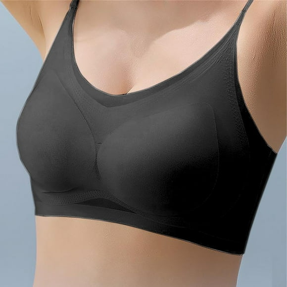 iTNHFP Bralette Women's Thin Ice Silk Seamless Thin Breathable Big Chest Small Strap Cotton Back Sleep Bra