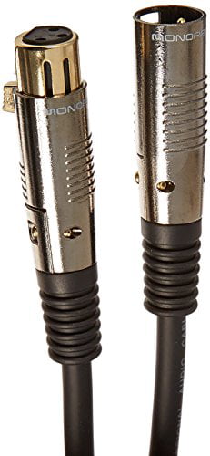 Black 16AWG Copper Wire Conductors Gold Plated Monoprice 104752 Premier Series XLR Male to XLR Female Microphone & Interconnect 10ft 