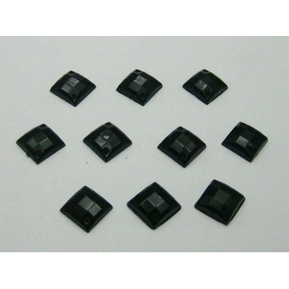EOEMY 200 Flatback Acrylic Square Sewing Rhinestone Gem Button 8X8mm Sew On Beads-Black