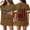 Brown, variant on Red White and Blue Blouse Women American Flag 4th Of July Short Sleeve V Neck Tops Usa Flag Independence Day Summer Tunics 3XL