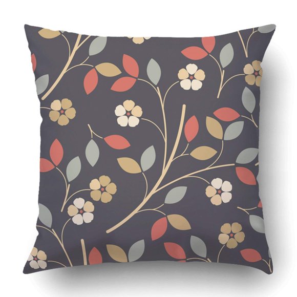 BOSDECO Colorful Flowers And Leaves Kids Pattern Fills And More Creative Designs Pillowcase Cover Cushion 18x18 inch