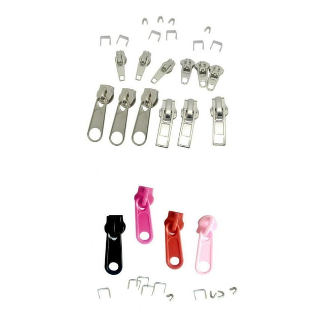 44 piezas Kit de reparación de cremallera de metal Cremallera de repuesto Manualidades de bricolaje