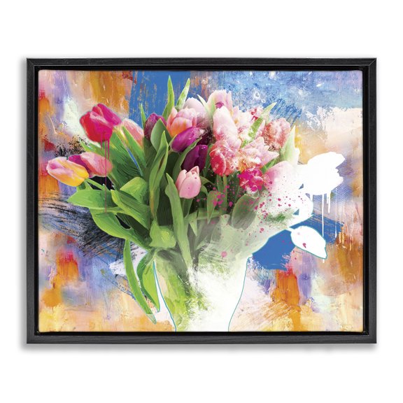 Stupell Industries Glam Urban Spring Bouquet Black Floating Frame Canvas Art, 21 x 17, by Porter Hastings