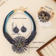 thumbnail image 2 of Statement African Aluminum Wire Big Flower Necklace and Earring Bangle Set For Women Tribal Fashion Colorful Big Rhinestone Crystal Pendent Collar Choker Bold Chunky Bib Handmade, 2 of 3
