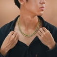 thumbnail image 3 of JeenMata 13 mm Heavy Iced out Prong Curb Chain Necklace in Yellow Gold Plated - Chunky Jewelry - Men's Jewelry, 3 of 5