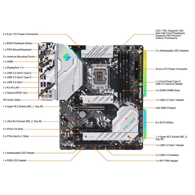 ASRock Z690 Steel Legend LGA 1700 (14th,13th,12th Gen) Intel